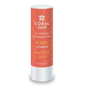 NWT Coral Sun SPF 15 Mineral Lip Balm - Frag Free
